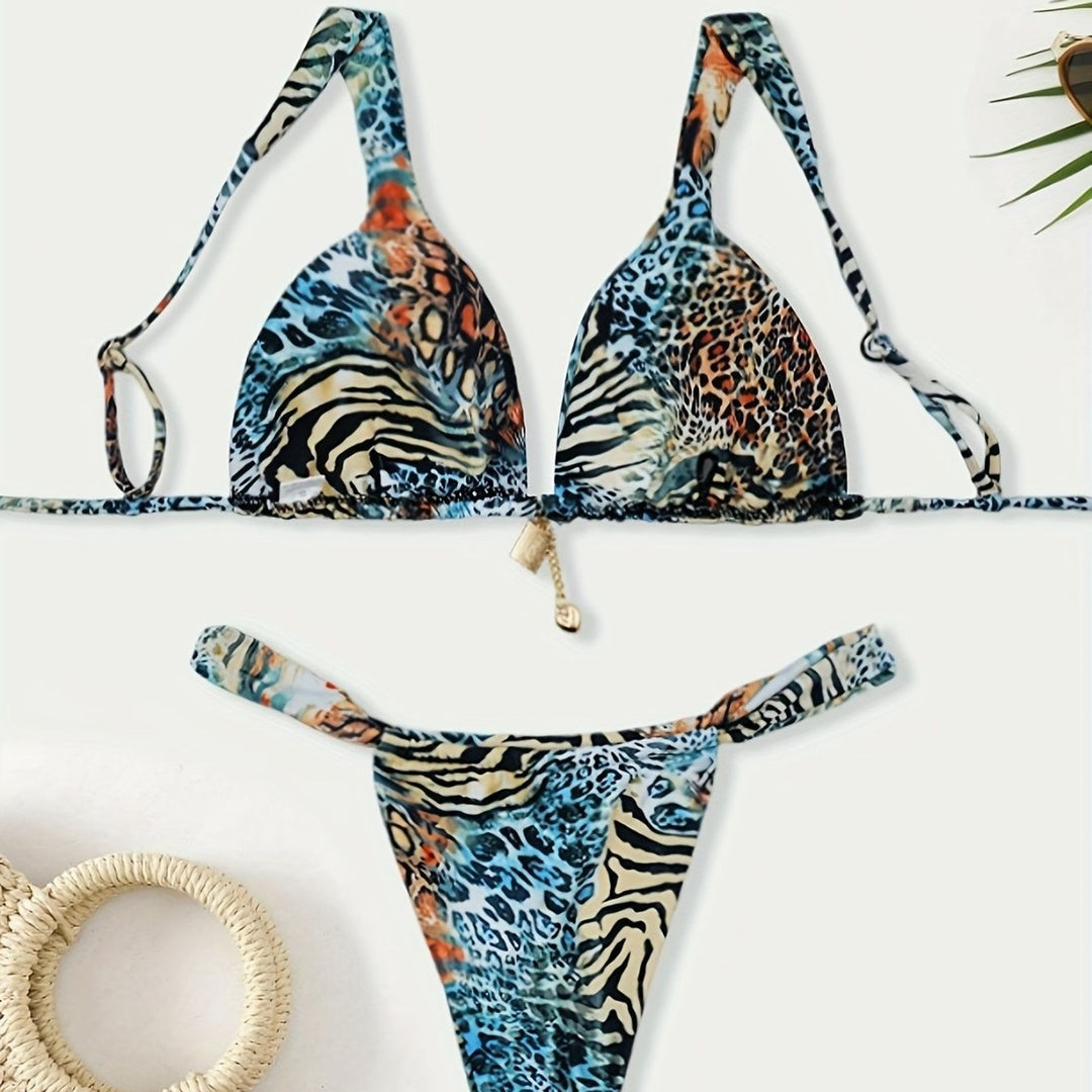 Damen Halter-Bikini mit Animal-Print Drune