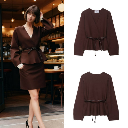 Damen Wickeljacke mit modernem Schnitt und Gürtel Drune
