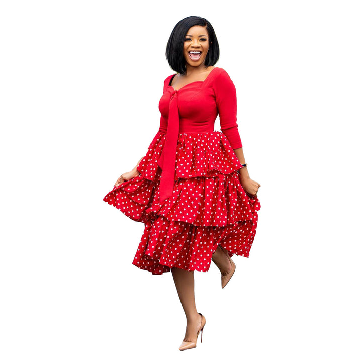 Damen Maxikleid mit verspieltem Rüschen-Design und eleganter Schleife Drune