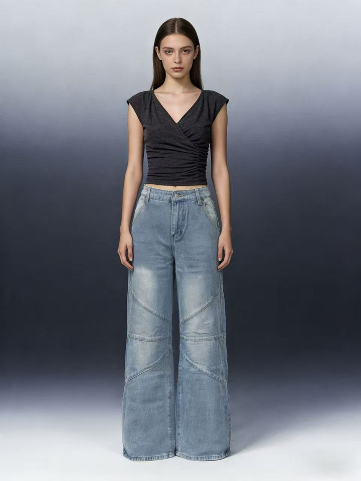 Damen Weit geschnittene Jeans mit einzigartigen Nahtdetails Drune