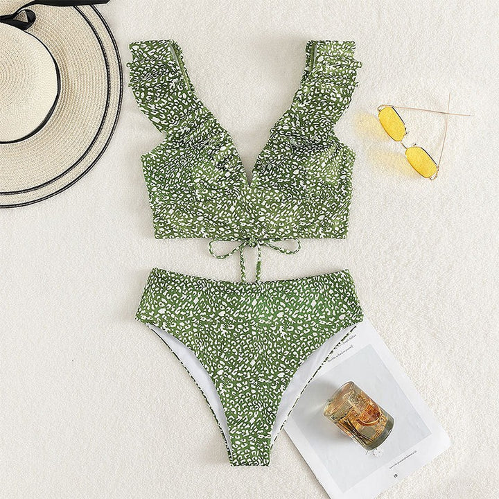 Damen Hoch taillierter Bikini mit voluminösen Rüschen Drune