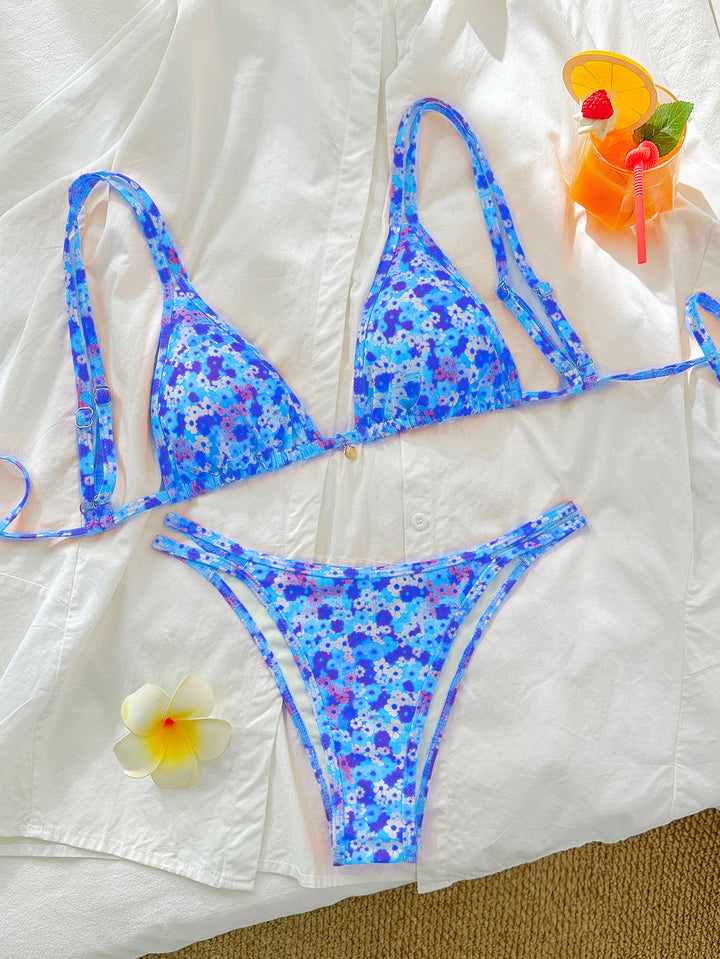 Damen Triangel-Bikini mit floralen Mustern Drune