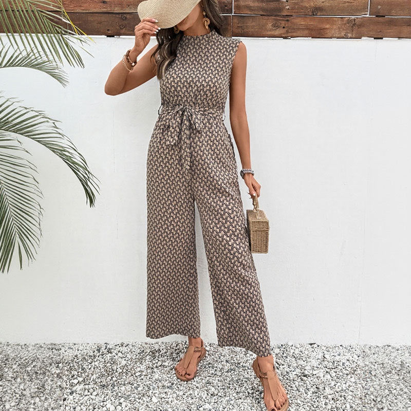 Damen Jumpsuit mit elegantem Knoten und floralem Design Drune