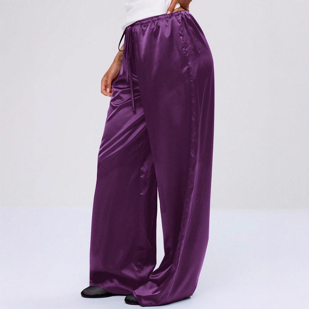 Damen Satin-Hose mit weitem Bein und elastischem Bund Drune