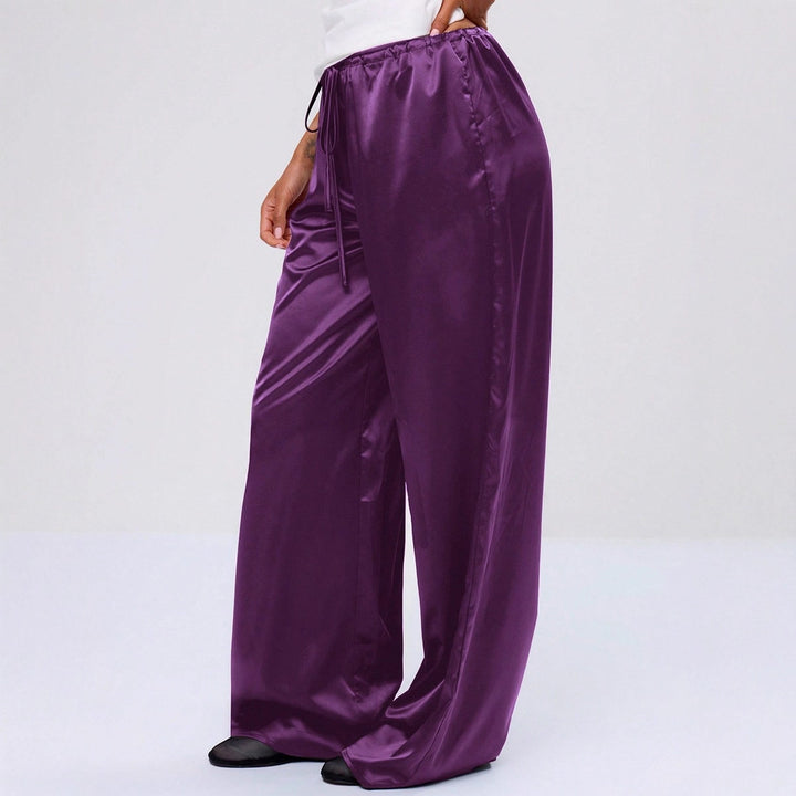 Damen Satin-Hose mit weitem Bein und elastischem Bund Drune