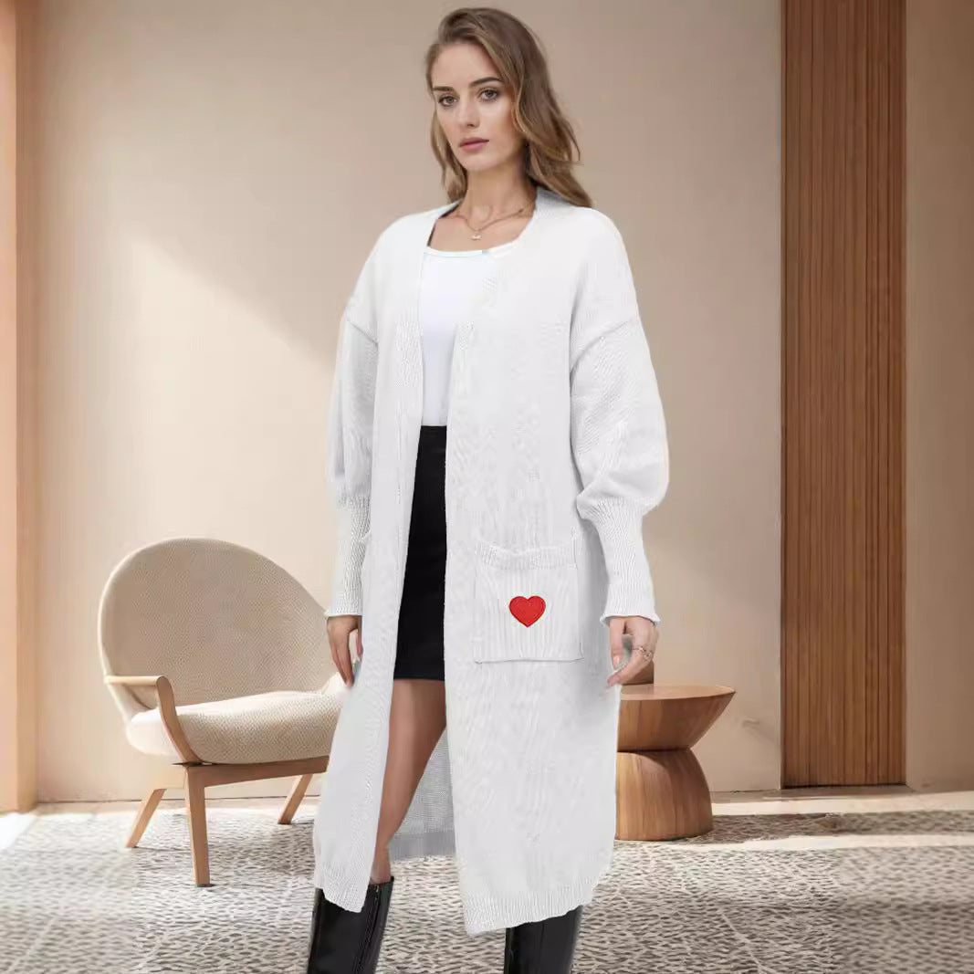 Damen Strickjacke mit Herzapplikationen und lockerer Passform Drune