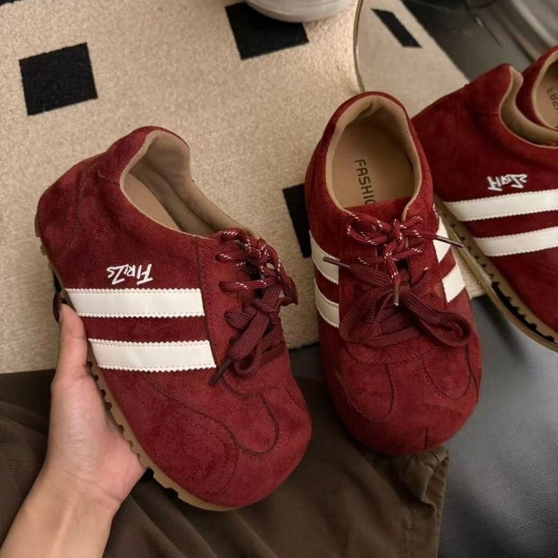 Damen modische Riemchen Sneaker aus Wildleder Drune