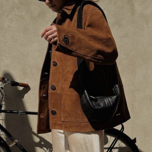 Damen elegante Wildlederjacke im Oversized-Stil Drune