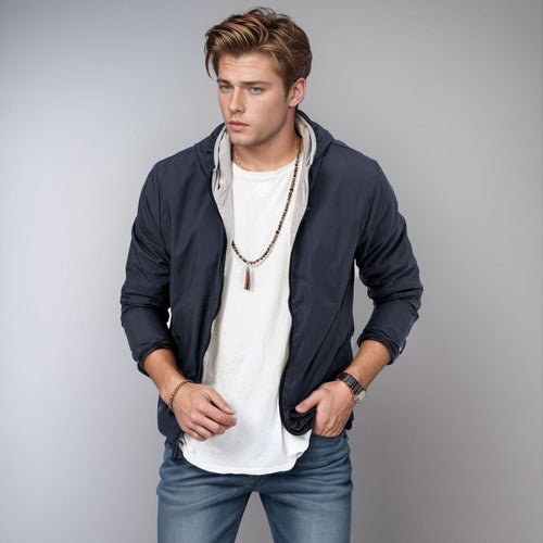 Herren leichte Übergangsjacke mit Kapuze Drune