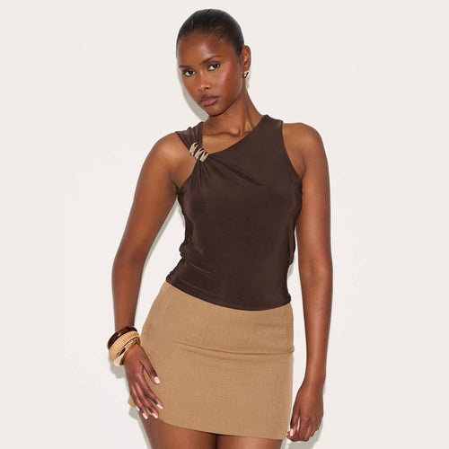 Damen Elegantes Tanktop mit dekorativem Knotendetail Drune