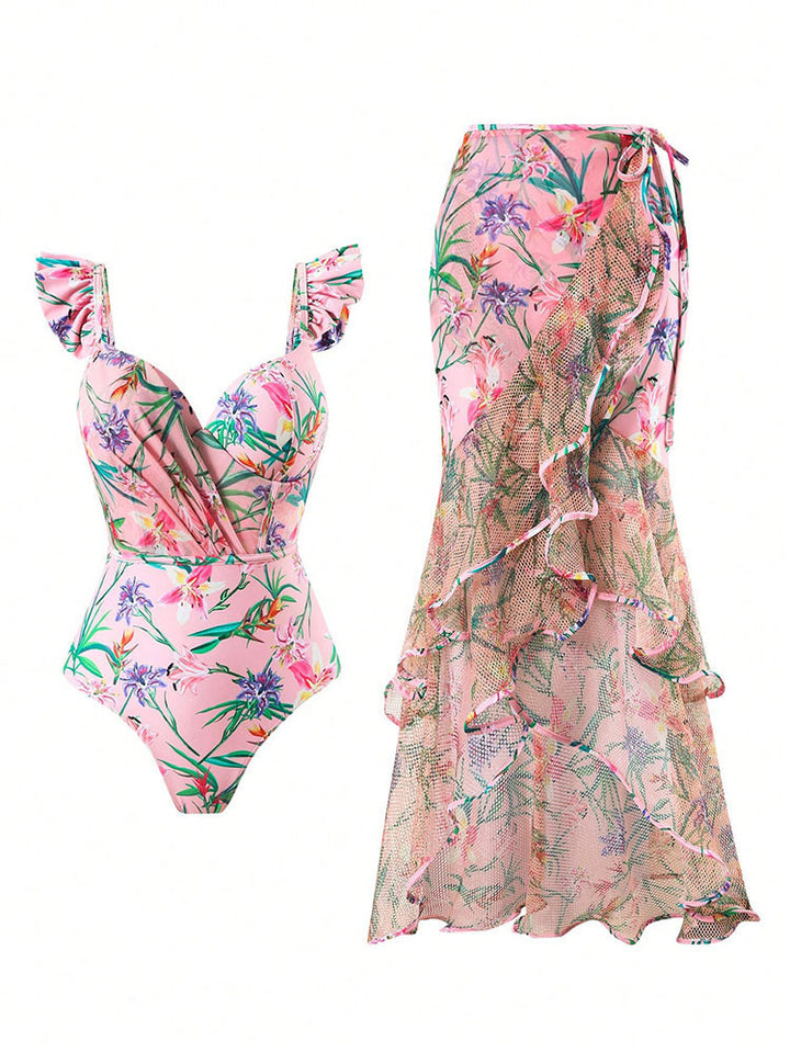 Damen Badeanzug mit elegantem Wickelrock Drune