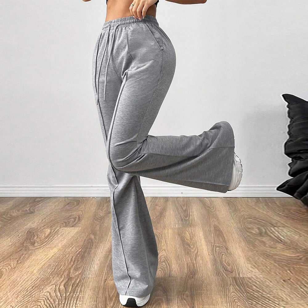 Damen weite Jogginghose mit elastischem Bund und ausgestelltem Bein Drune