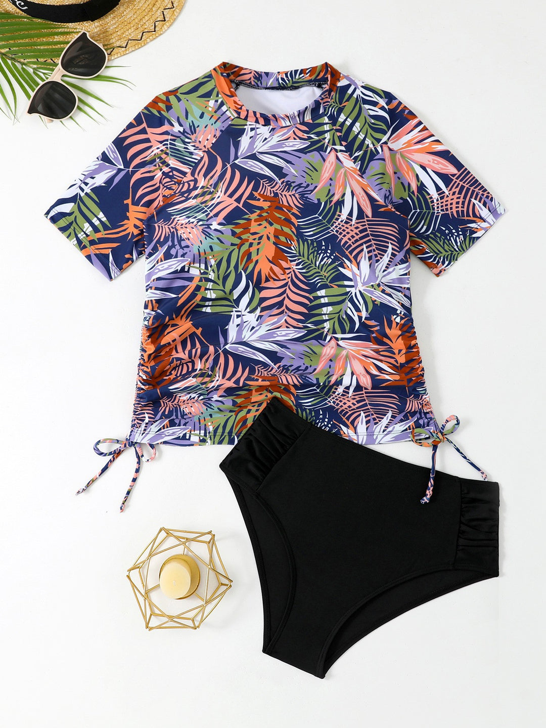 Damen Sportliches Oberteil und Hohe Taille Bikini-Set Drune