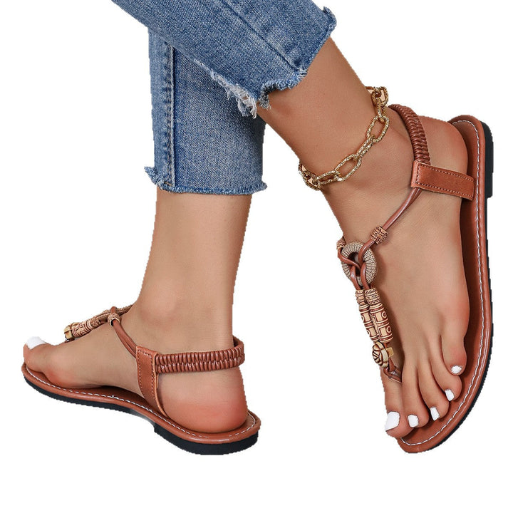 Damen Zehentrenner-Sandalen mit dekorativem Anhänger und rutschfester Sohle Drune