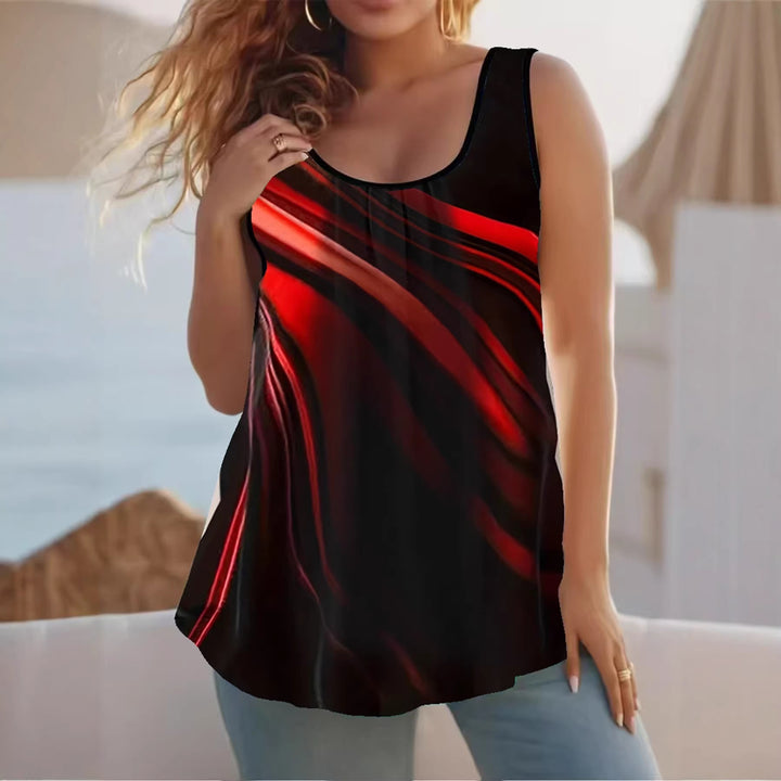 Damen Elegantes ärmelloses Oberteil mit modernem Wellendesign Drune