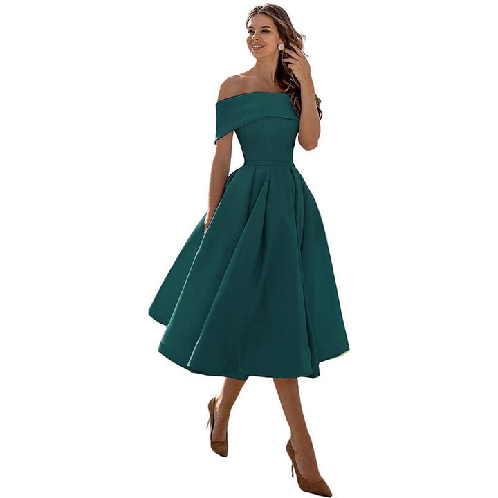 Drune | Legere Mode Satin Cocktailkleid Ohne Träger