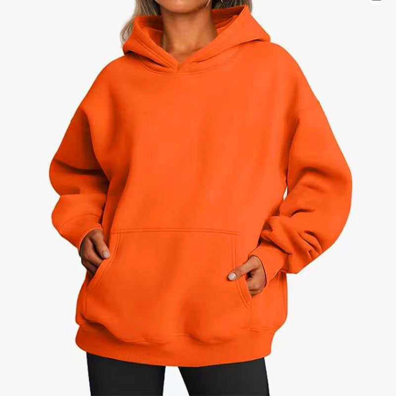 Damen nan extralanger Oversize-Kapuzenpullover im Boxy-Schnitt mit Kängurutasche und geripptem Abschluss Drune
