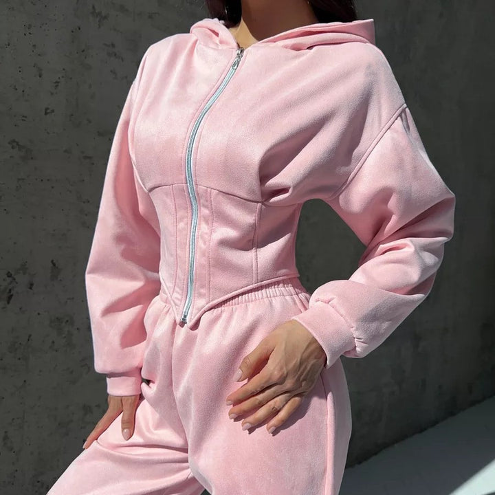 Damen modischer Jumpsuit mit tailliertem Design und innovativem Reißverschluss Drune