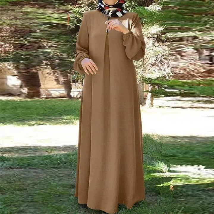 Damen Maxikleid mit elegantem Stehkragen und angeschnittenen Ärmeln Drune