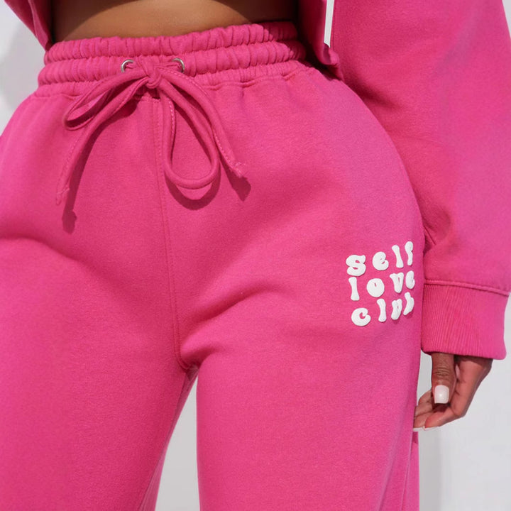 Damen weite Jogginghose mit elastischem Bund und auffälliger Schriftzug Drune