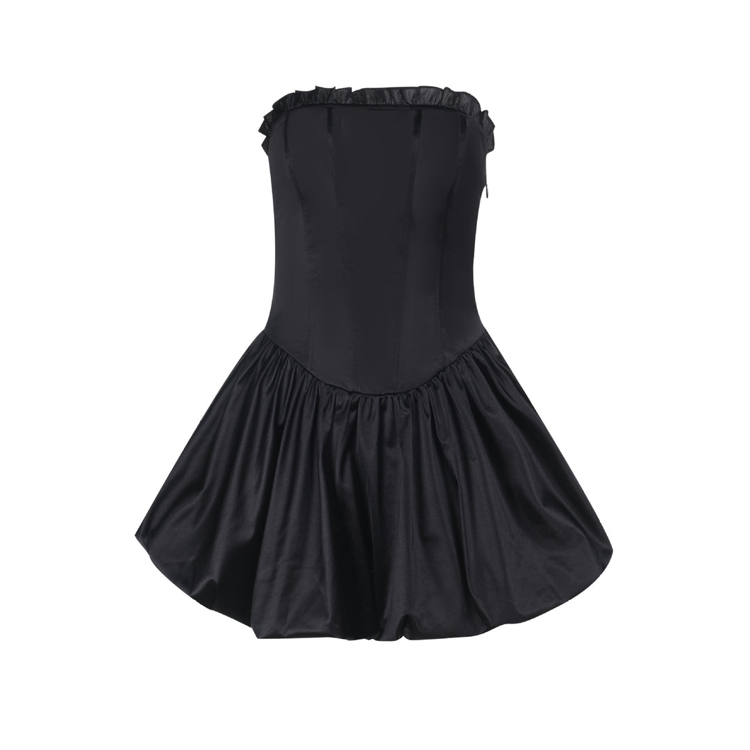 Damen Cocktailkleid mit schulterfreiem Design und voluminiösem Rock Drune