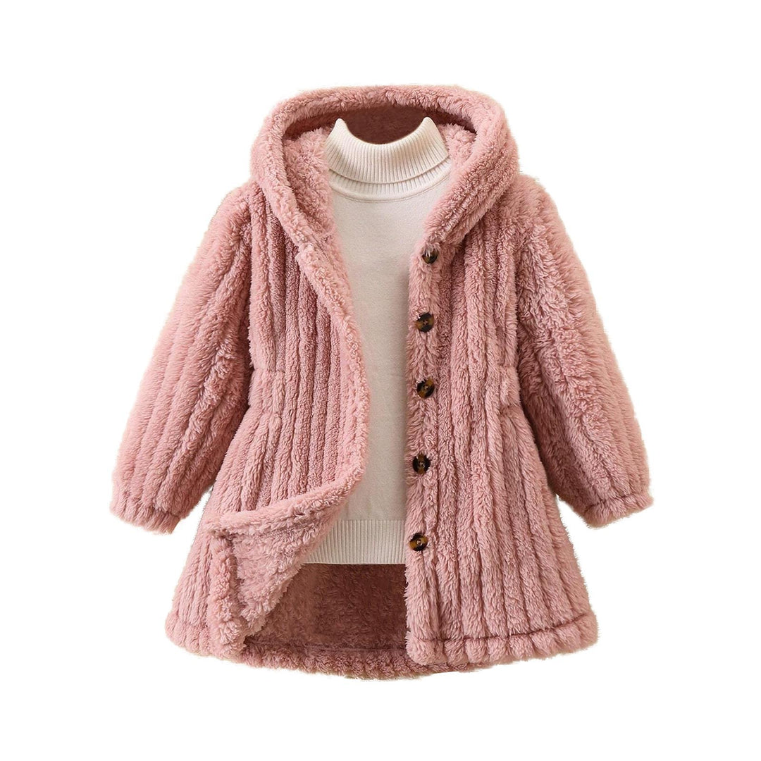 Damen Kuschelige Teddyjacke mit Kapuze und Knopfverschluss Drune