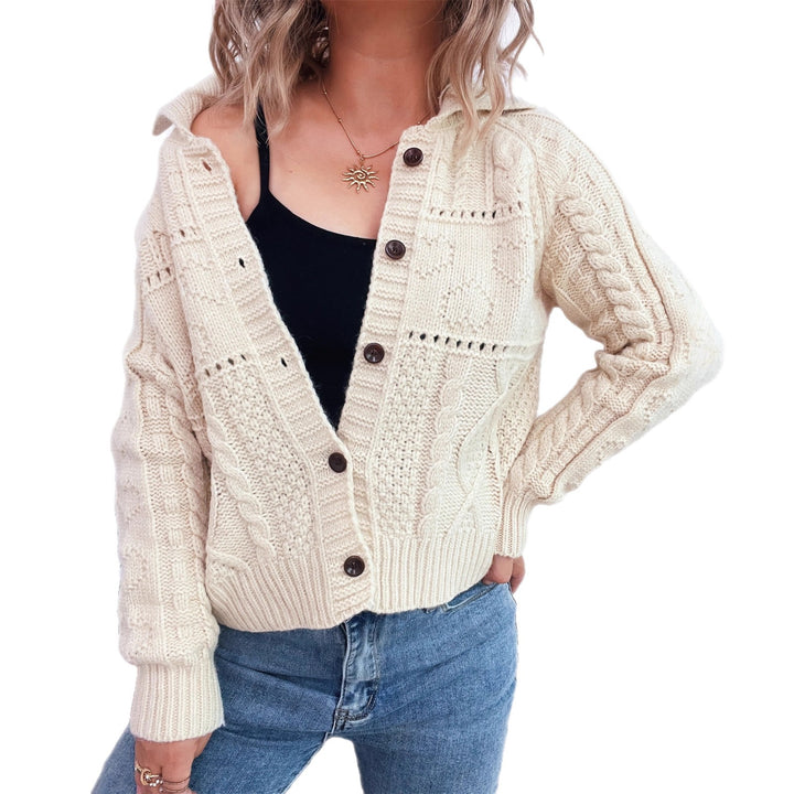 Damen Strickjacke mit strukturiertem Zopfdesign und Knopfverschluss Drune