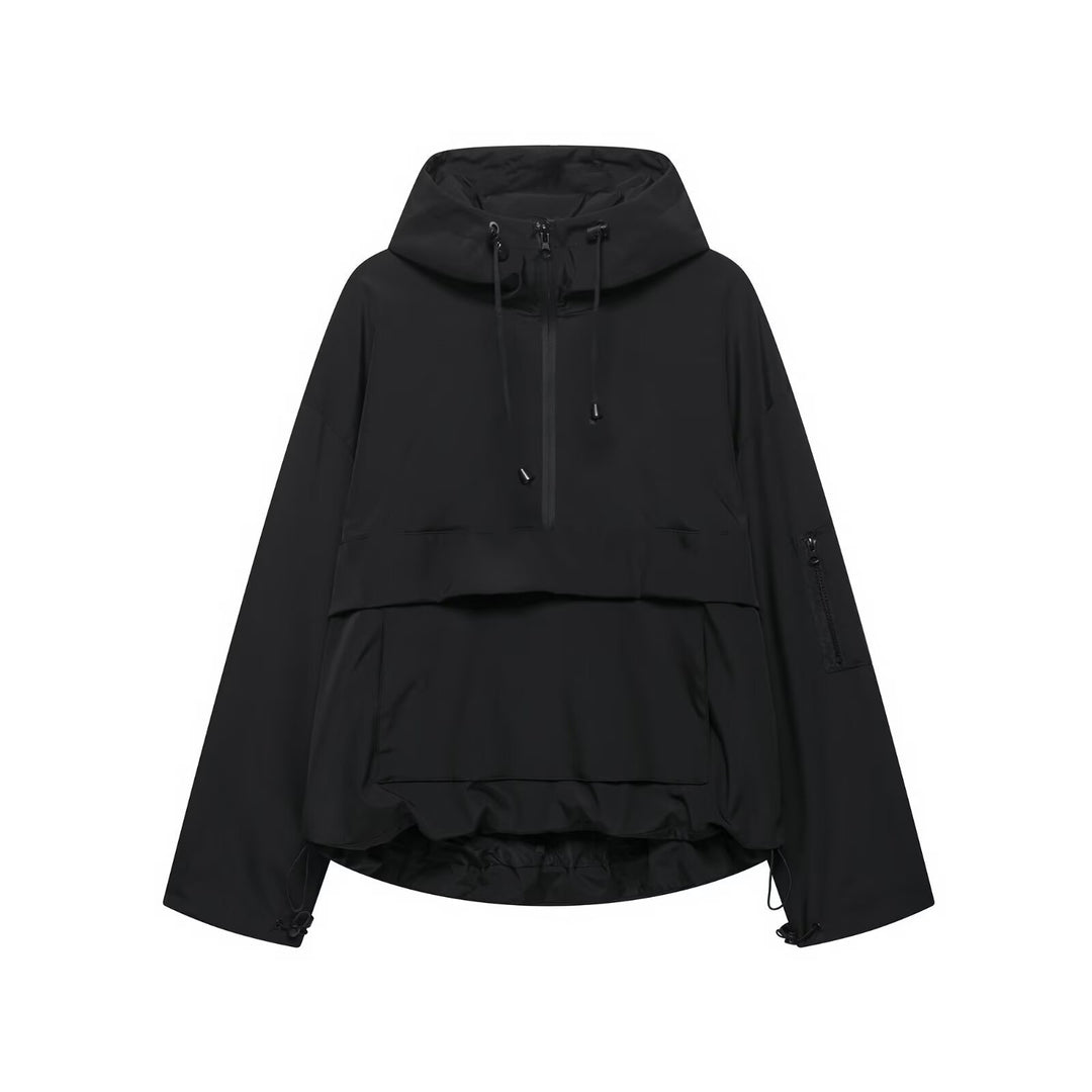 Femme Leichte Kapuzen-Utility-Jacke mit verstellbaren Kordeln Drune