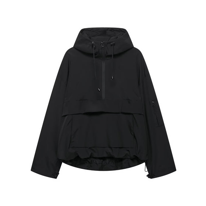 Femme Leichte Kapuzen-Utility-Jacke mit verstellbaren Kordeln Drune