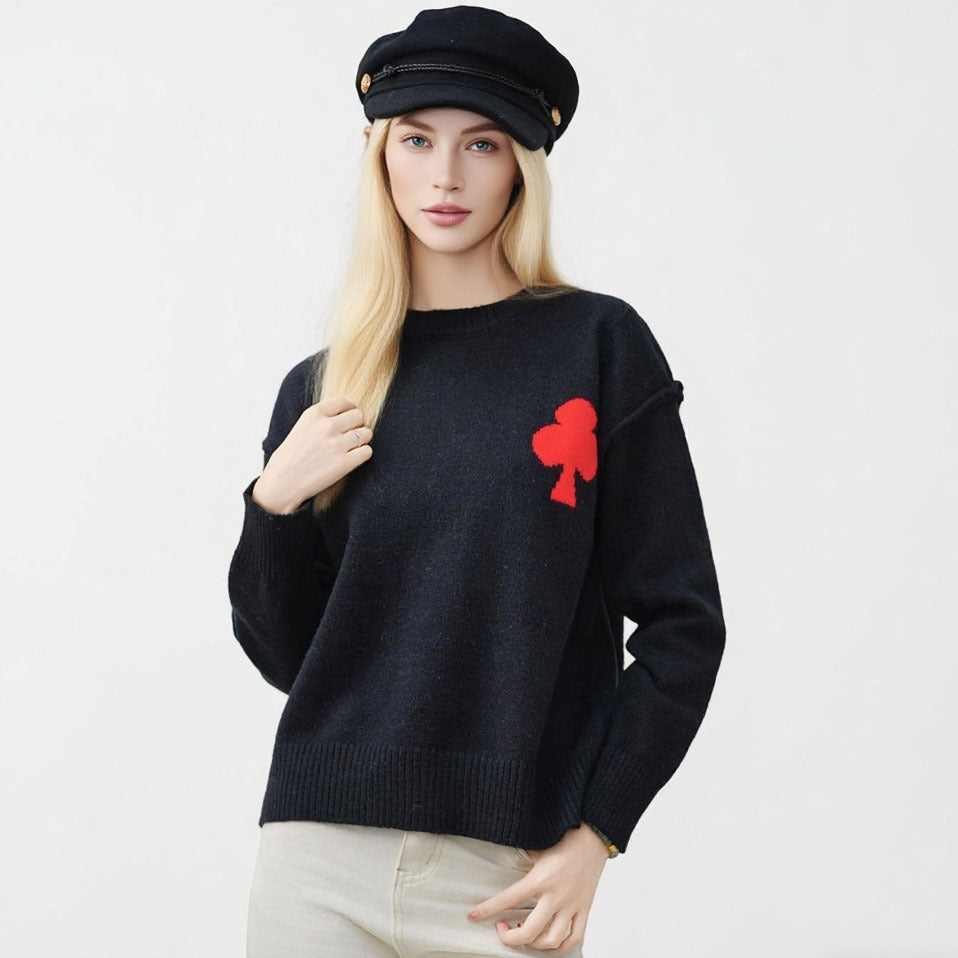 Damen Modischer Pullover mit appliziertem Design Drune