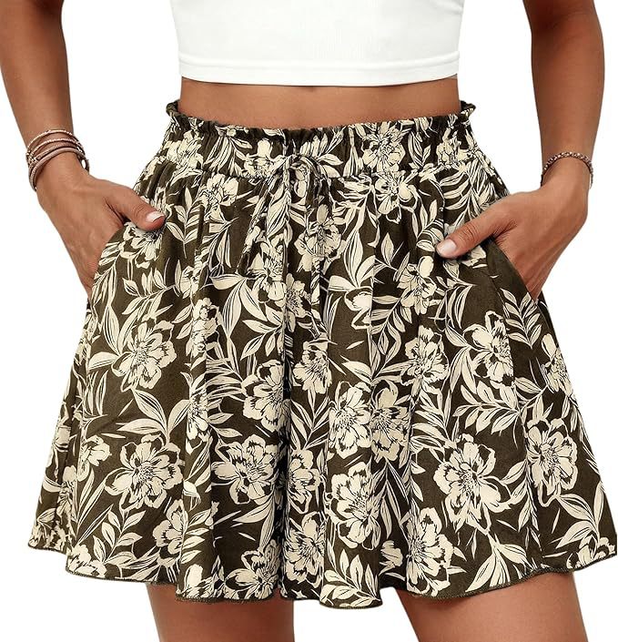 Damen Modischer Sommerrock mit elastischem Bund und Taschen Drune
