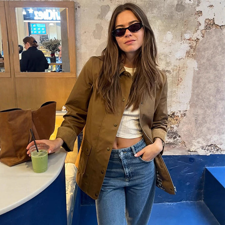 Damen modische Utility-Jacke mit praktischen Taschen Drune