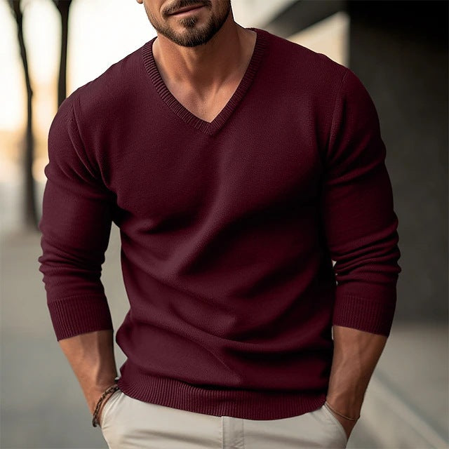 Herren eleganter V-Ausschnitt Pullover aus hochwertiger Baumwolle Drune