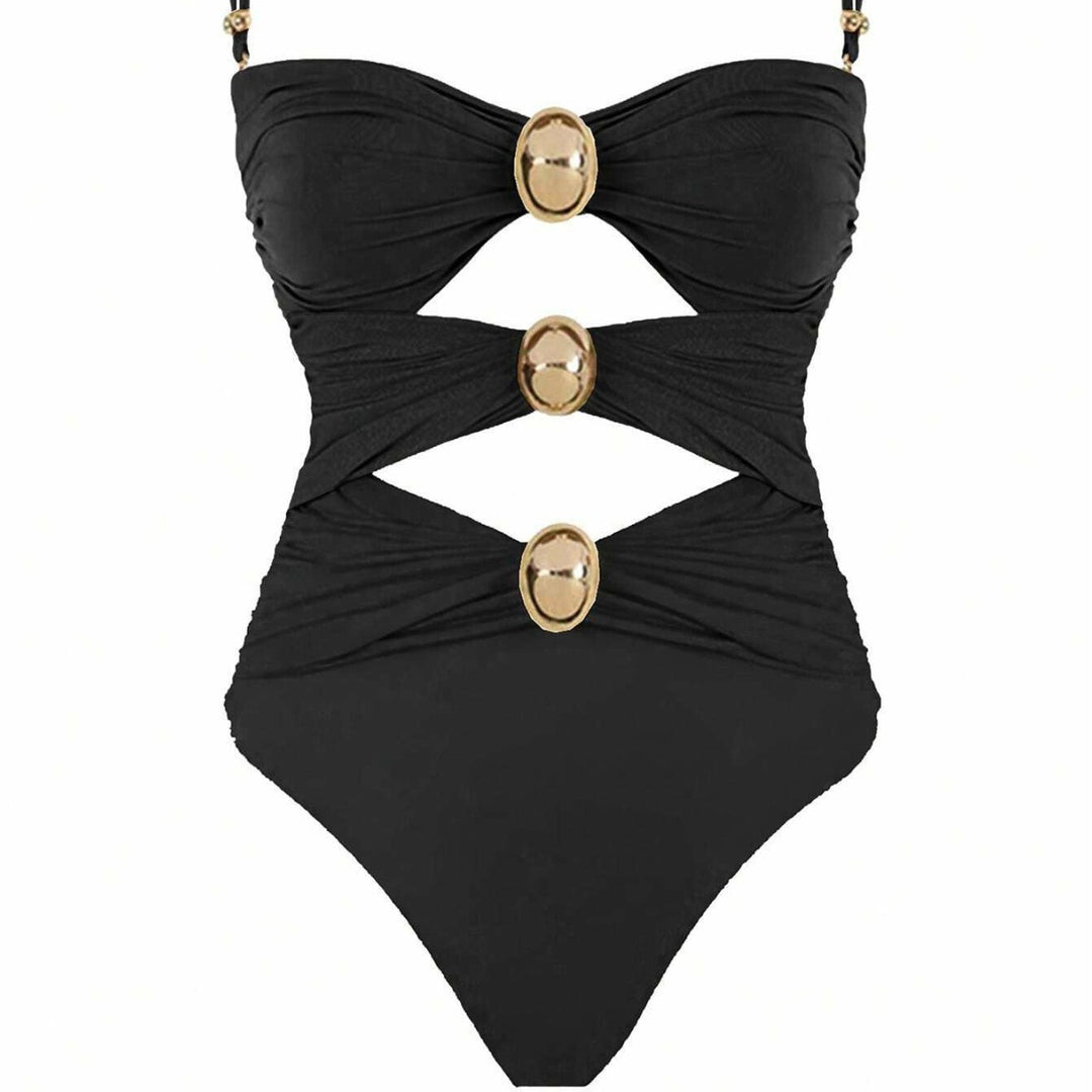 Damen Einteiler-Badeanzug mit raffinierten Cut-Outs und dekorativen Metallakzenten Drune