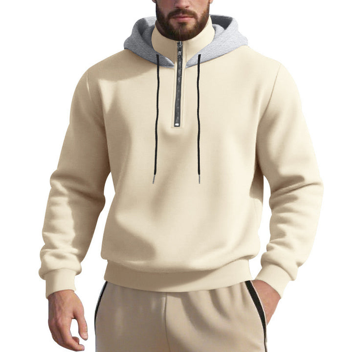 Herren sportlicher Kapuzenpullover mit halbem Reißverschluss und atmungsaktivem Stoff Drune