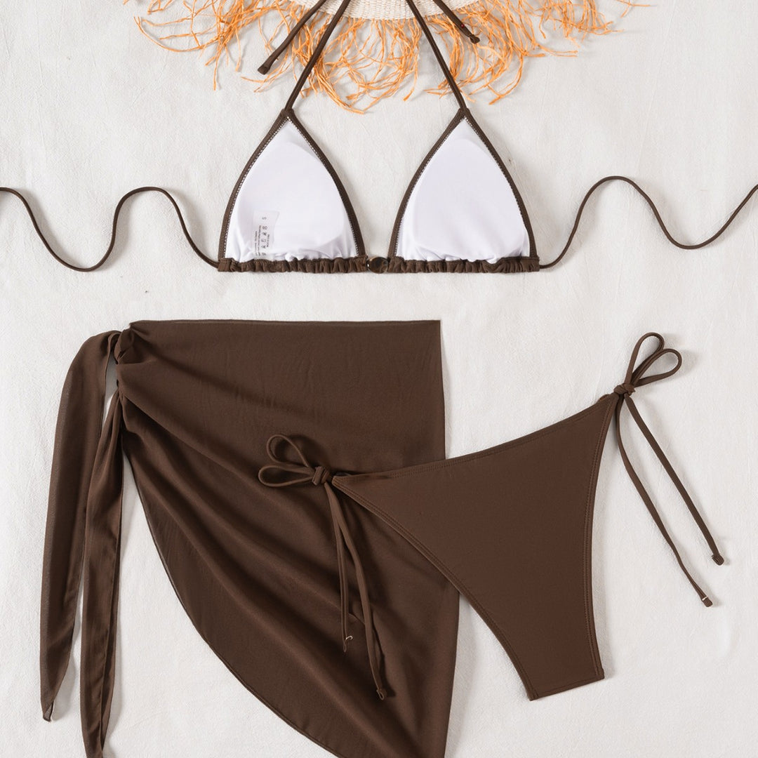 Damen Bikini-Set mit verstellbaren Trägern und elegantem knotendem Unterteil Drune