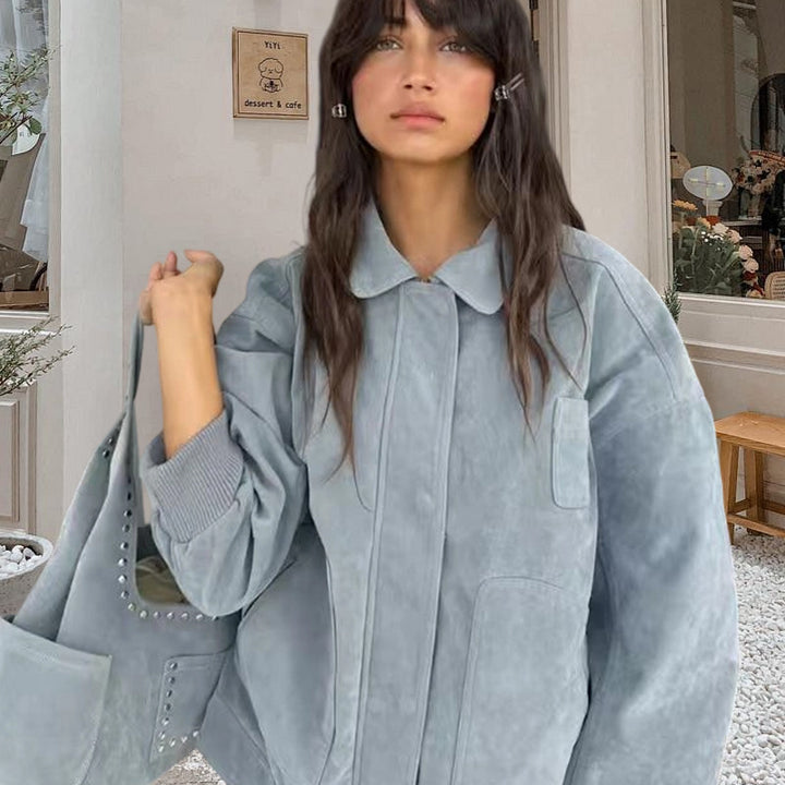Damen Oversized Denimjacke im lässigen Stil mit praktischen Taschen Drune