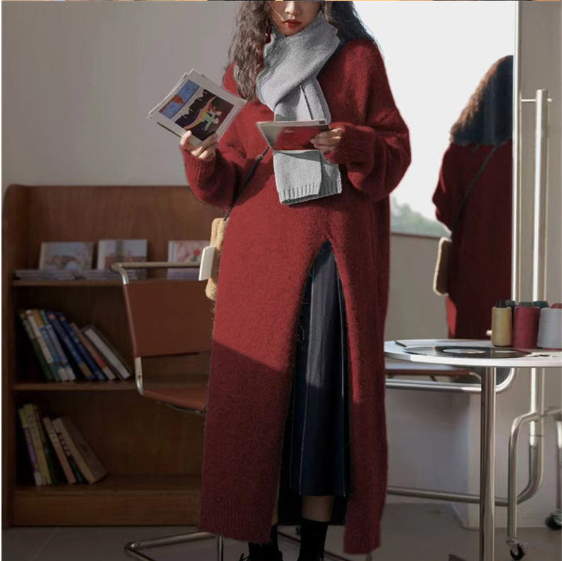 Damen Strickpullover mit langen Ärmeln und elegantem Rundhalsausschnitt Drune