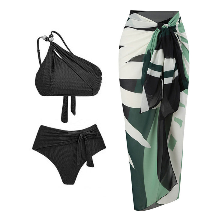 Damen Hochgeschnittener Bikini mit asymmetrischem Schnitt und raffiniertem Wickel-Design Drune