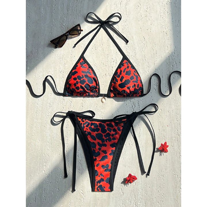 Damen Triangel-Bikini mit animalischem Muster und seitlichen Krawatten Drune