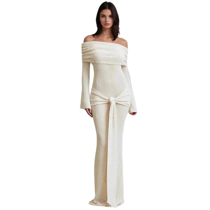 Damen Off-Shoulder Abendkleid Drune