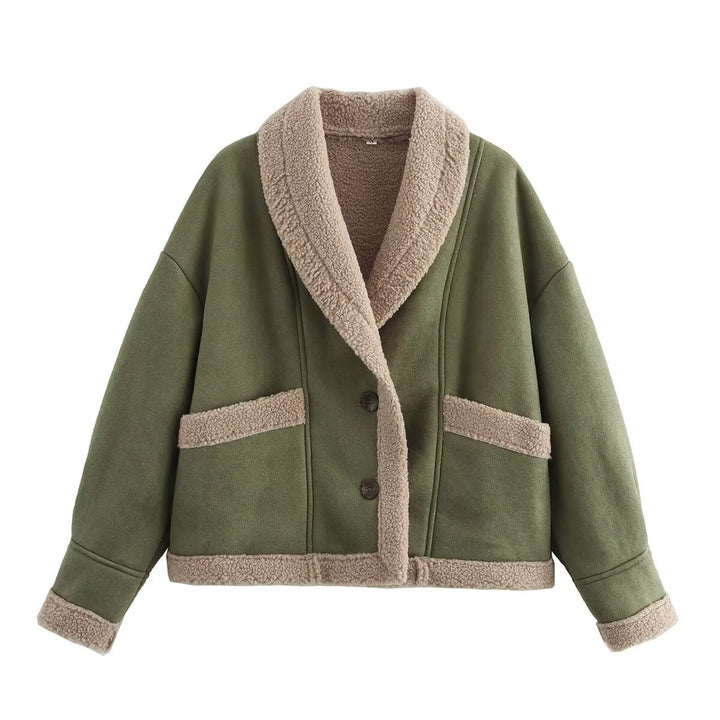 Damen Lässig geschnittene Stylische Jacket mit wärmendem Teddyfutter Drune