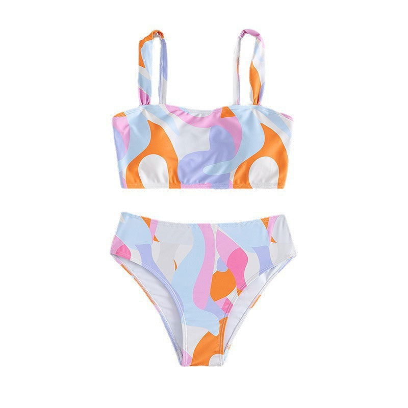 Damen Bikini-Set mit modernem geometrischem Design und hohem Taillenslip Drune
