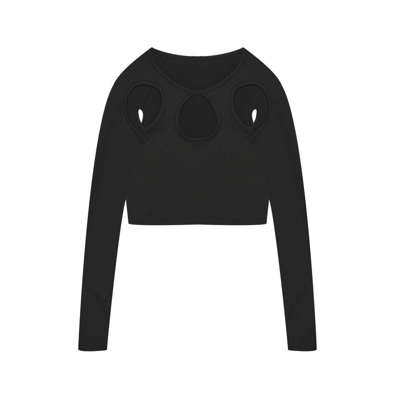 Damen Crop-Top mit einzigartigem Cut-Out-Design und langem Arm Drune