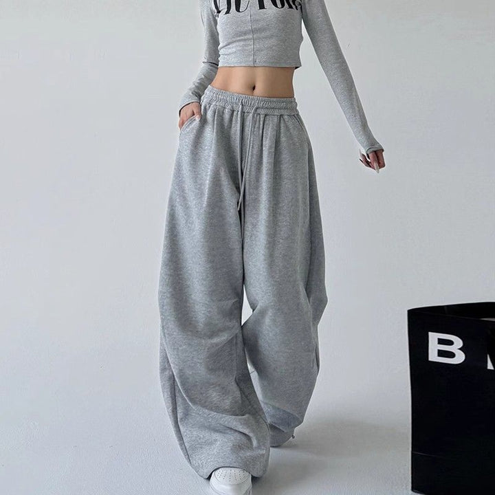 Damen nan weite Jogginghose mit extra weitem Bein und Kordelzugbund aus French Terry Drune