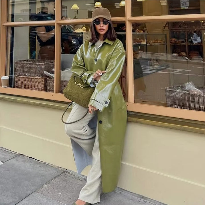 Damen Modische Hochglänzende Regenjacke mit großzügigem Schnitt Drune