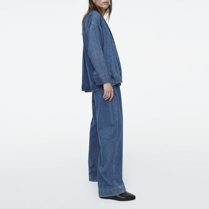 Damen lässiges Denim-Jacket-Hosen-Set mit Übergrößen Drune