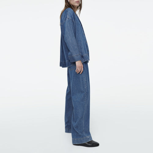 Damen lässiges Denim-Jacket-Hosen-Set mit Übergrößen Drune