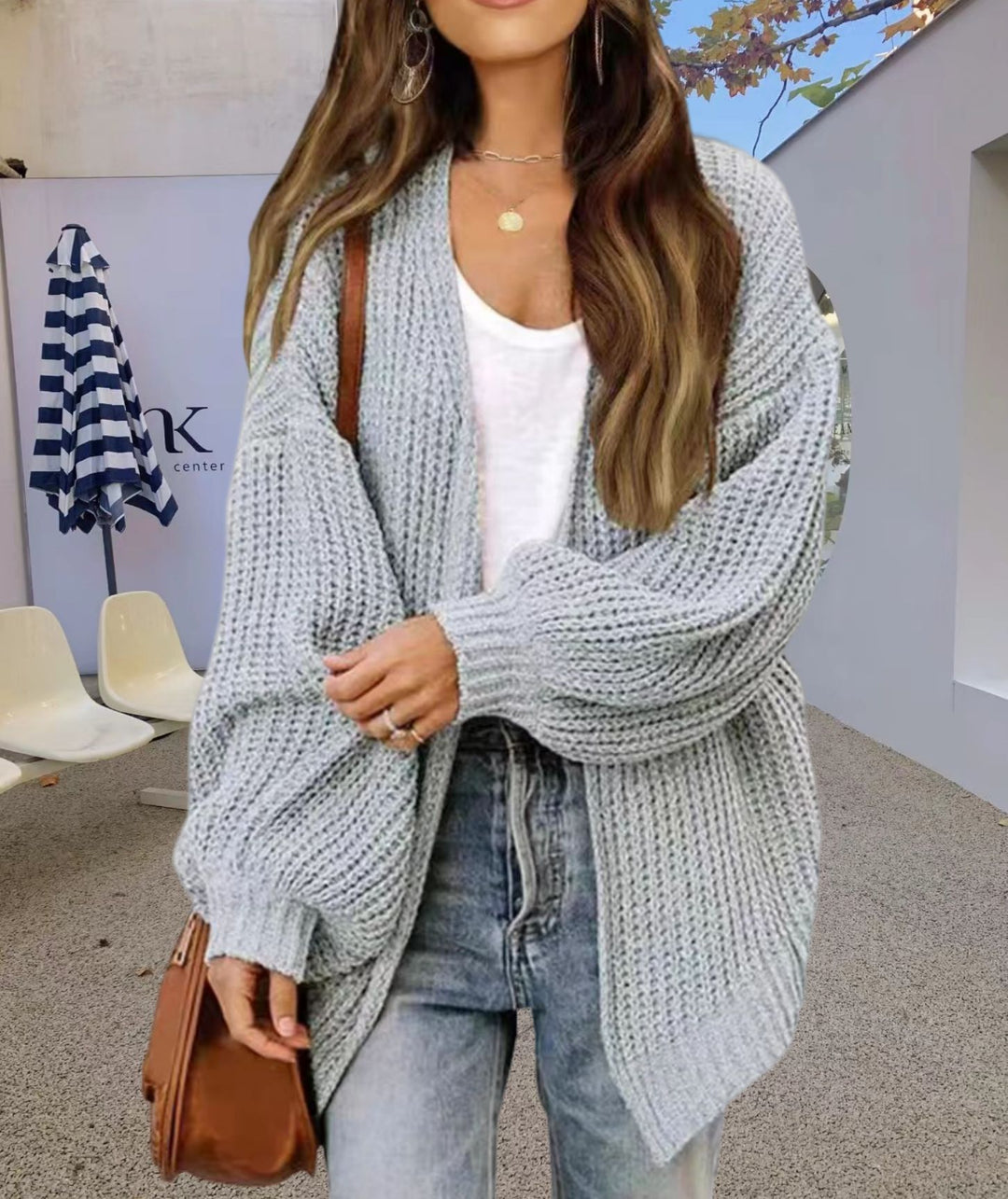 Damen Grobstrick Cardigan mit weitem Schnitt Drune