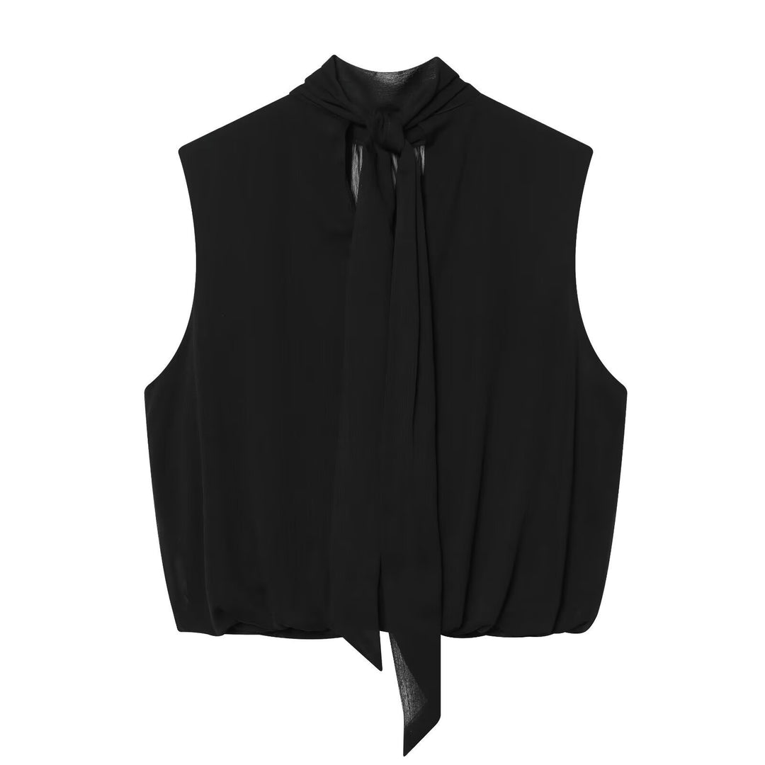 Damen ärmelloses Drapé-Oberteil mit elegantem Halsschlitz und fließendem Schnitt Drune